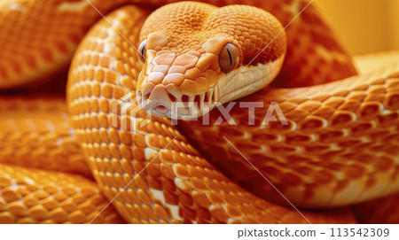 Close up view of an orange snake. 113542309