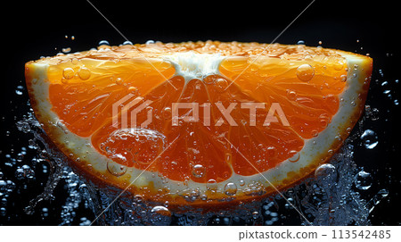 Orange Slice in Sparkling Water 113542485