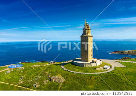 View of the Tower of Hercules, A Coruna, Galicia, Spain 113542532