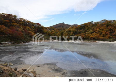 Beautiful autumn colors at Oyunuma Noboribetsu Jigokudani 113542575