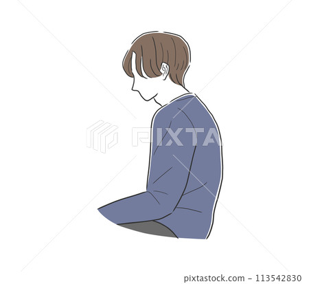 Illustration material of a man with poor sitting posture 113542830