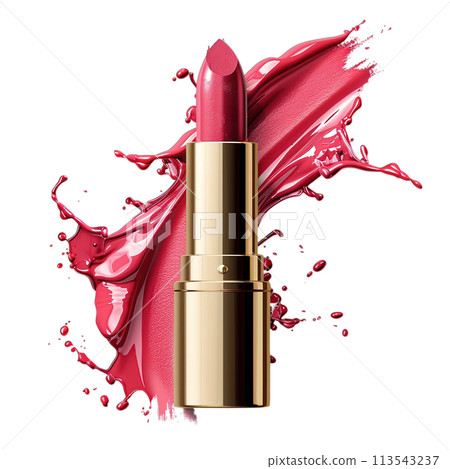 Luxury red lipstick with glossy finish and gold accents, perfect for a glamorous makeup look Luxury red lipstick with glossy finish and gold accents, perfect for a glamorous makeup look 113543237
