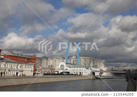 Moscow, Bolotnaya embankment, heating station number 2 cultural center, February 2022. 113544205
