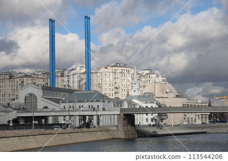 Moscow, Bolotnaya embankment, heating station number 2 cultural center, February 2022. 113544206