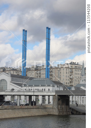 Moscow, Bolotnaya embankment, heating station number 2 cultural center, February 2022. 113544208