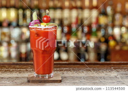 Cocktail bloody measure, photo for a cocktail card Cocktail bloody measure, photo for a cocktail card 113544500