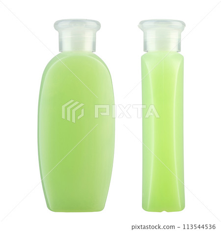 Shampoo in a plastic bottle isolated on a white background. 113544536
