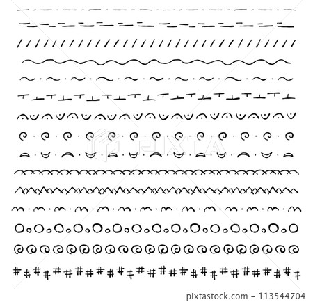 手繪裝飾線、裝飾線、文字裝飾一套 手繪裝飾線、裝飾線、文字裝飾一套 113544704