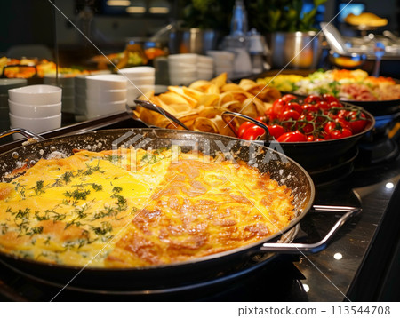 自助餐桌上有食物 113544708