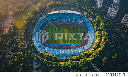 A big football stadium. Aerial view. A big football stadium. Aerial view. 113544745
