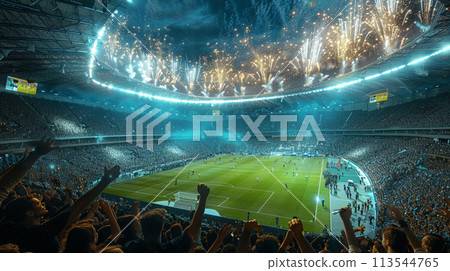 Football, there are cheerleaders filling the football field. Football, there are cheerleaders filling the football field. 113544765