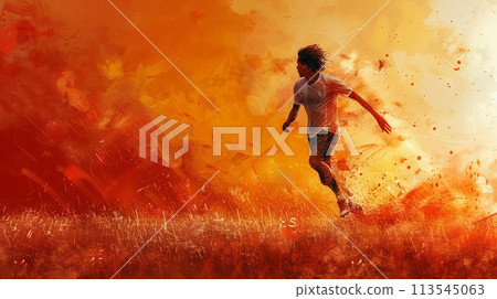 Illustration of football player in football stadium. 113545063