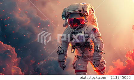 Astronaut in space background with copyspace. Milky way galaxy background. Astronaut in space background with copyspace. Milky way galaxy background. 113545093