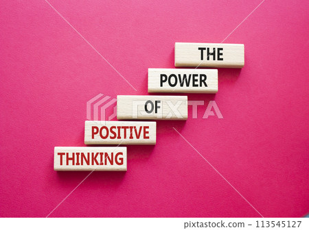 Positive Thinking symbol. Wooden blocks with words The Power of Positive Thinking. Beautiful red background. Positive Thinking concept. Copy space. Positive Thinking symbol. Wooden blocks with words The Power of Positive Thinking. Beautiful red background. Positive Thinking concept. Copy space. 113545127