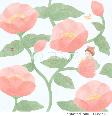 Background material 3 of flowers and fairies painted in watercolor Background material 3 of flowers and fairies painted in watercolor 113545129