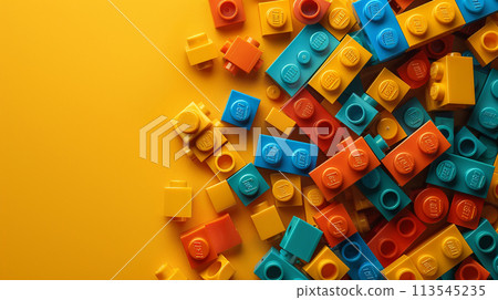 Lego background with copy space. Generative AI 113545235