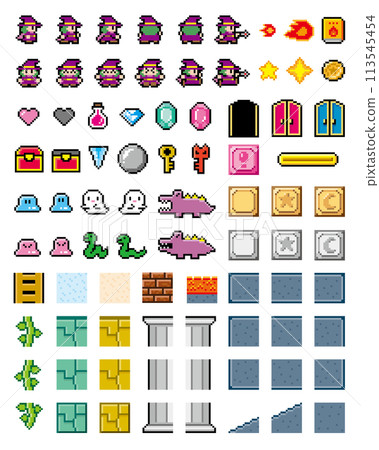 Action game style pixel art Wizard set 113545454