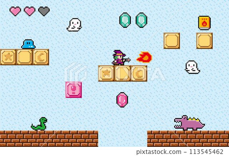 Action game style pixel art Wizard field screen Action game style pixel art Wizard field screen 113545462