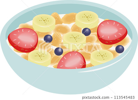 Cereal topped with fruit 113545483