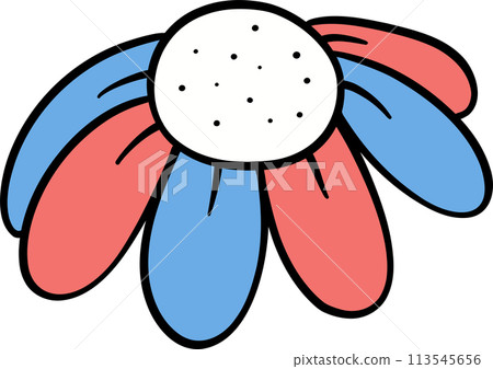 Retro Groovy 4th of July flower Independence day festive cartoon doodle drawing Retro Groovy 4th of July flower Independence day festive cartoon doodle drawing 113545656