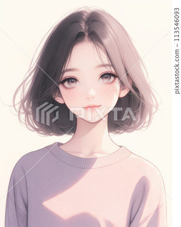 Illustration of a beautiful bob-haired older sister in watercolor style "AI-generated image" Illustration of a beautiful bob-haired older sister in watercolor style "AI-generated image" 113546093