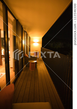 An empty balcony at night An empty balcony at night 113546300