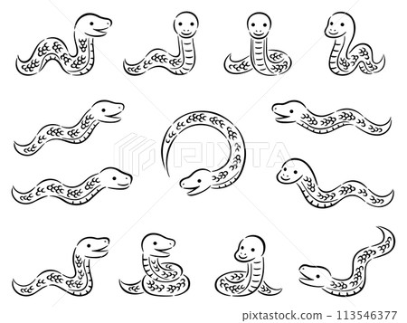 畫筆風格蛇線畫插圖集 畫筆風格蛇線畫插圖集 113546377