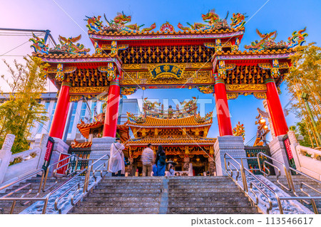 Yokohama cityscape in April, Japan. View of Yokohama Chinatown and the Guandi Temple on the 14th Yokohama cityscape in April, Japan. View of Yokohama Chinatown and the Guandi Temple on the 14th 113546617