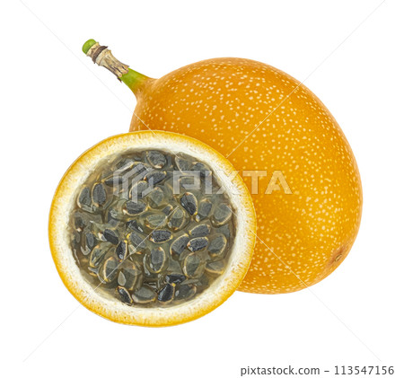 Granadilla isolated on white background with clipping path, full depth of field, package design element Granadilla isolated on white background with clipping path, full depth of field, package design element 113547156