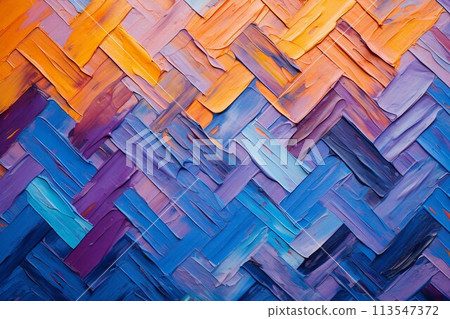 油畫/抽象背景橫幅與人字形風格設計:紫色、藍色、橙色。 AI生成影像 油畫/抽象背景橫幅與人字形風格設計:紫色、藍色、橙色。 AI生成影像 113547372