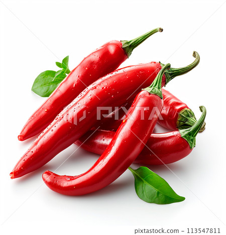 Hot chili pepper on white isolated background - AI generated image 113547811