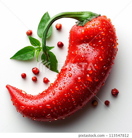 Hot chili pepper on white isolated background - AI generated image 113547812