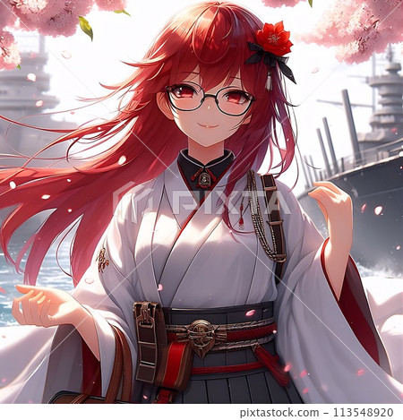 一個女孩在港口微笑 113548920