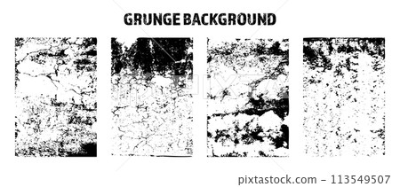 Grunge overlay texture. Old dirty concrete background with cracks and scratches. Distressed grainy surface. Vintage urban backdrop. Scraped and stained design element. Vector illustration 113549507