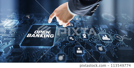Businessman is touching hologram open banking. Technology Finance concept 113549774