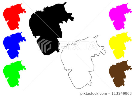 Fazenda Rio Grande city (Federative Republic of Brazil, Parana state) map vector illustration, scribble sketch Fazenda Rio Grande map 113549963