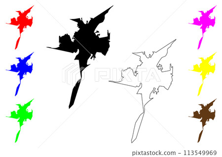 Franca city (Federative Republic of Brazil, Sao Paulo state) map vector illustration, scribble sketch Franca map 113549969