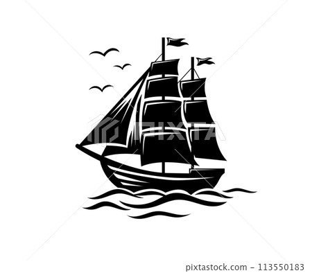 sailboat silhouette vintage symbol sailboat silhouette vintage symbol 113550183