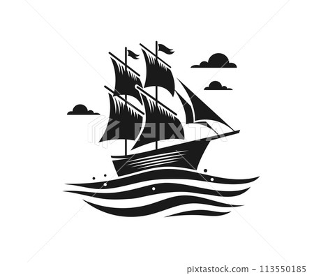 sailboat silhouette vintage symbol sailboat silhouette vintage symbol 113550185