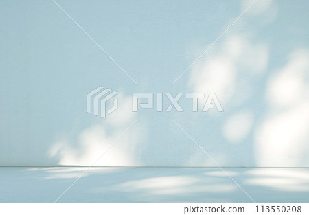 Abstract light blue wall background in empty room with light and shadow. Abstract light blue wall background in empty room with light and shadow. 113550208