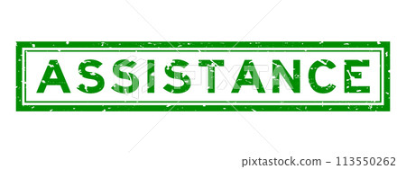 Grunge green assistance word square rubber seal stamp on white background 113550262