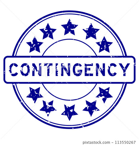 Grunge blue contingency word with star icon round rubber seal stamp on white background Grunge blue contingency word with star icon round rubber seal stamp on white background 113550267