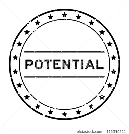 Grunge black potential word round rubber seal stamp on white background 113550321