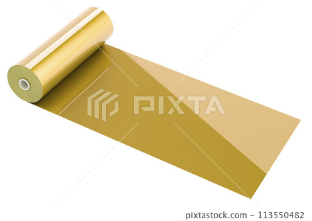 Roll of golden film, 3D rendering 113550482