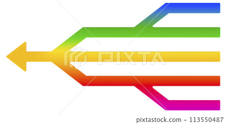 Synergy arrow. One arrow with many starts, 3D rendering 113550487