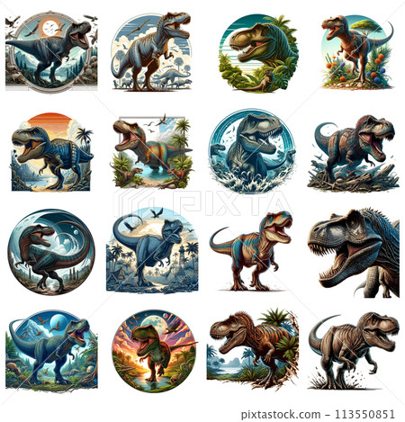 Dinosaur Tyrannosaurus illustration set 2 113550851