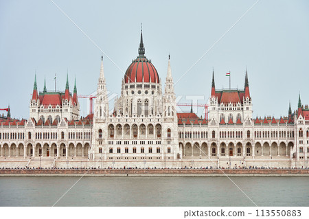 Budapest Parliament Along the Danube River. Famous landmark in Hungary 113550883