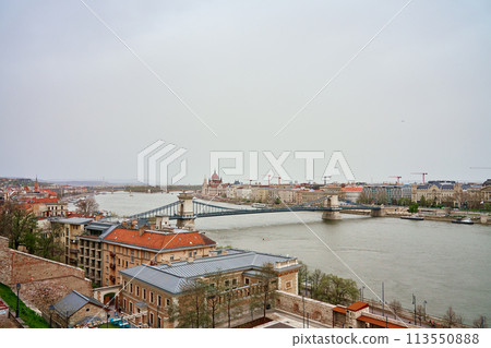 Budapest Cityscape with Chain Bridge Along Danube River Budapest Cityscape with Chain Bridge Along Danube River 113550888