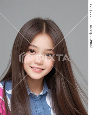 A 14-year-old beautiful girl wearing a red dress 113551263