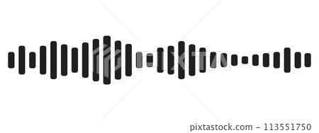 Sound wave decibel audio record simple voice message icon isolated on white background. Podcast player, music track 113551750